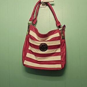 Michael Kors Pink and white striped purse